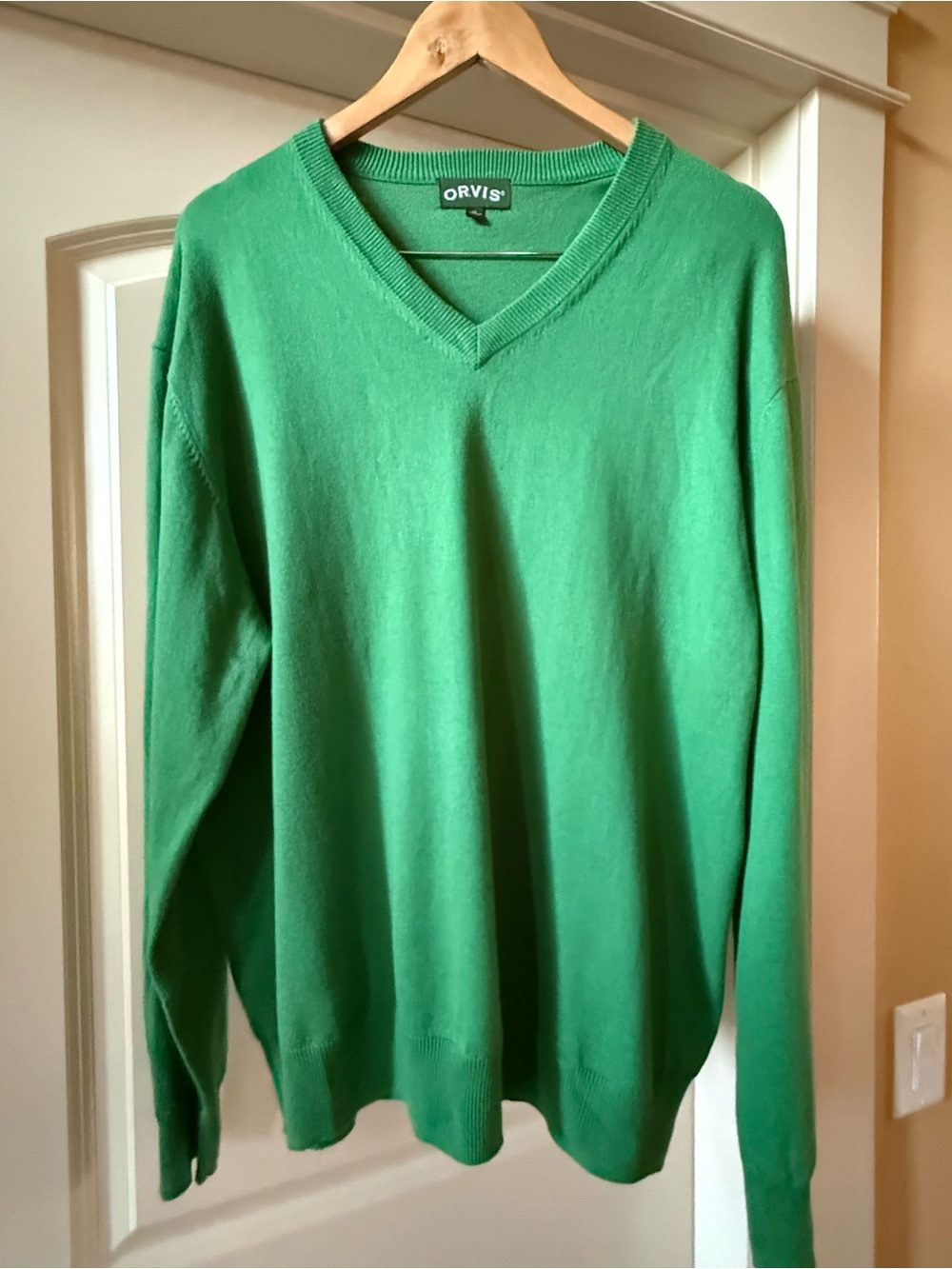 Orvis Men’s Green Sz XL Cotton Silk Cashmere Sweater Golf Business Casual